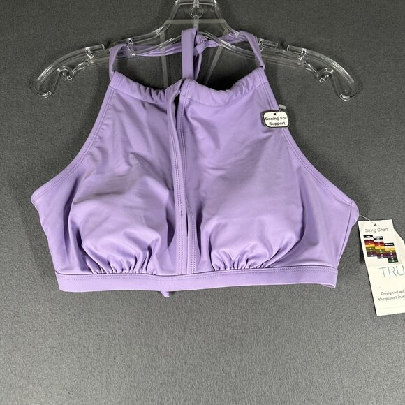 Time and Tru Swim Top Womens Large Purple High Neck Mix Match Boning Support NWT - Picture 1 of 8